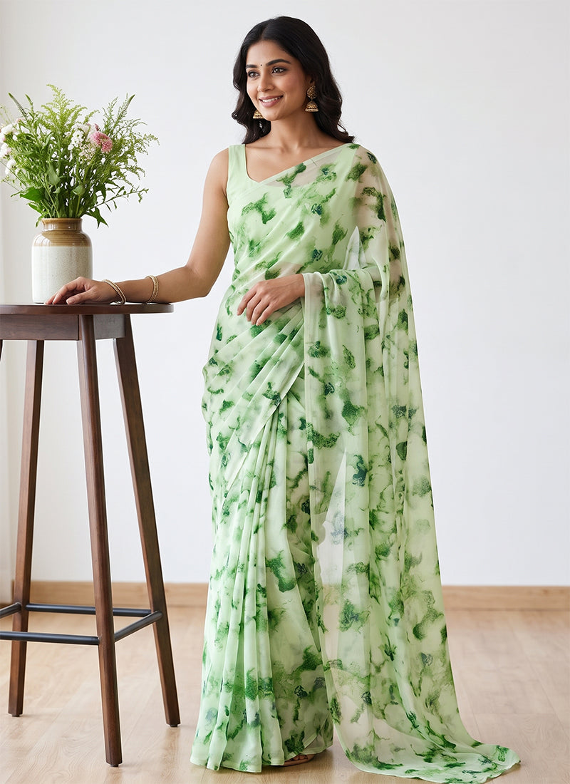 Siri Sarees Floral Print Daily Wear Georgette Saree Without Blouse