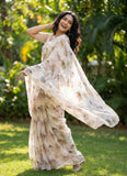 Lovely Digital Print Soft Off White Siri Chiffon Saree