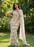 Lovely Digital Print Soft Off White Siri Chiffon Saree