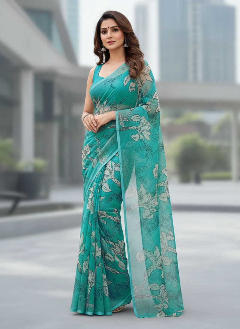 Lovely Digital Print Soft Siri Chiffon Saree