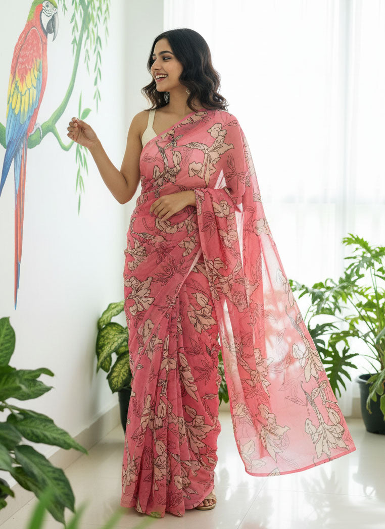 Lovely Digital Print Soft Siri Chiffon Saree