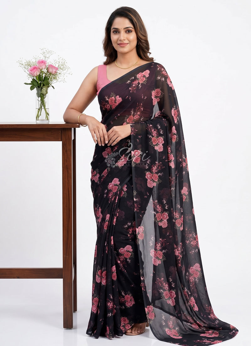Latest Digital Print Soft Siri Chiffon Saree