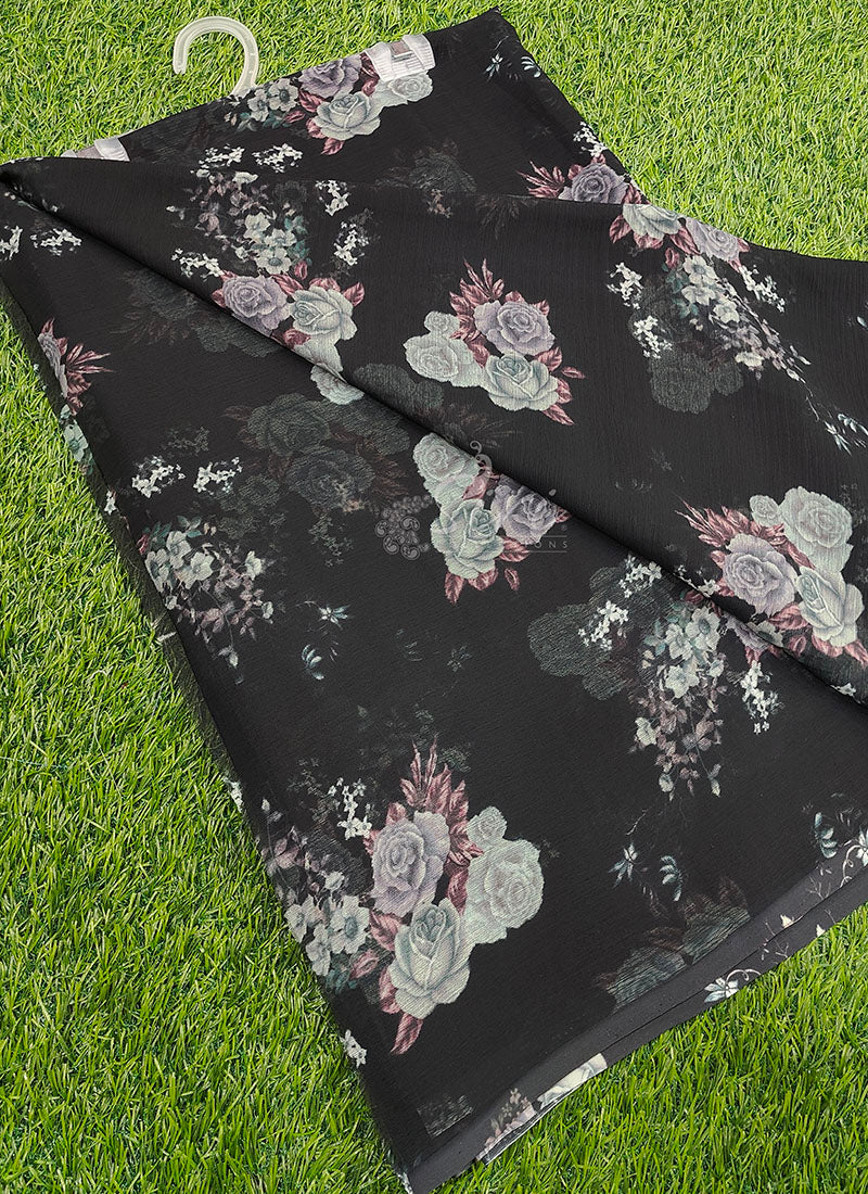 Siri Sarees Digital Print Soft Siri Chiffon Saree