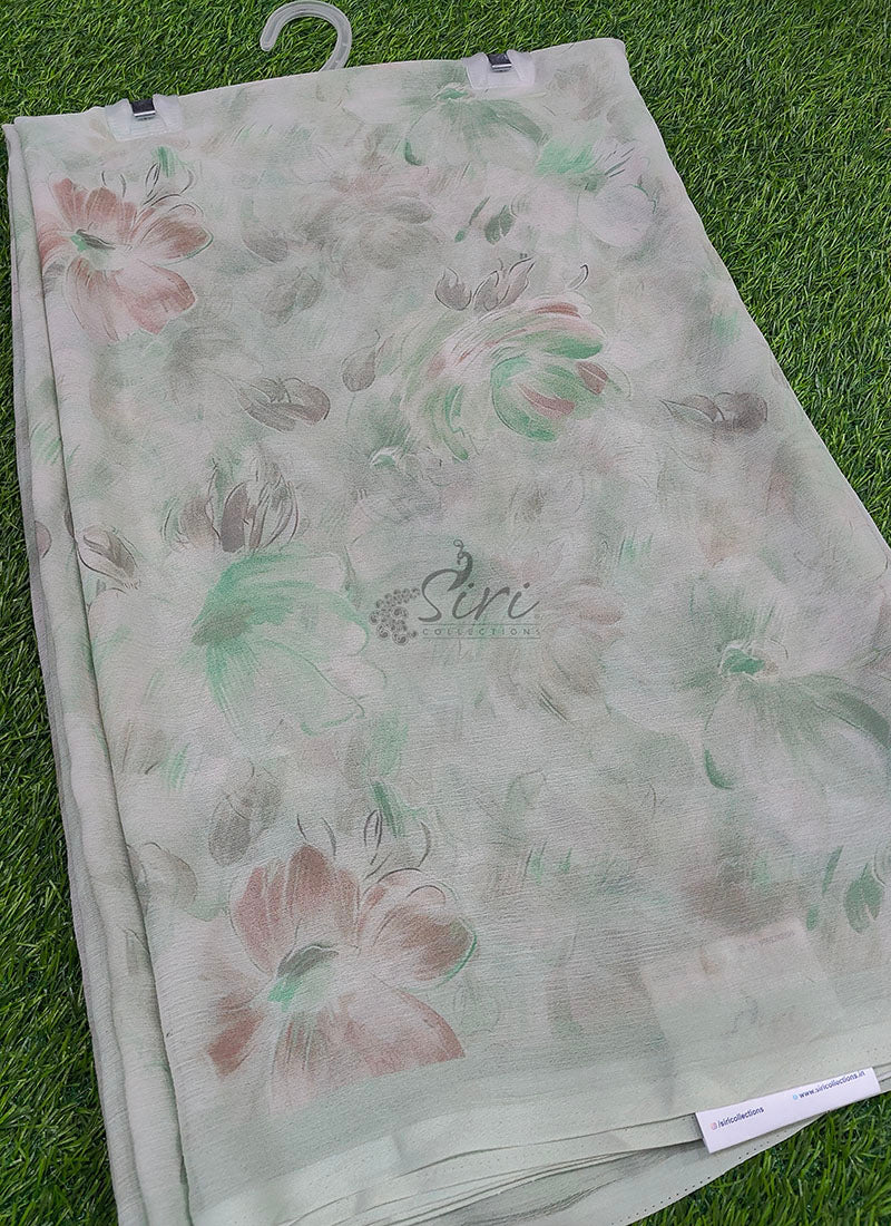 Beautiful Digital Print Soft Siri Chiffon Saree with Blouse