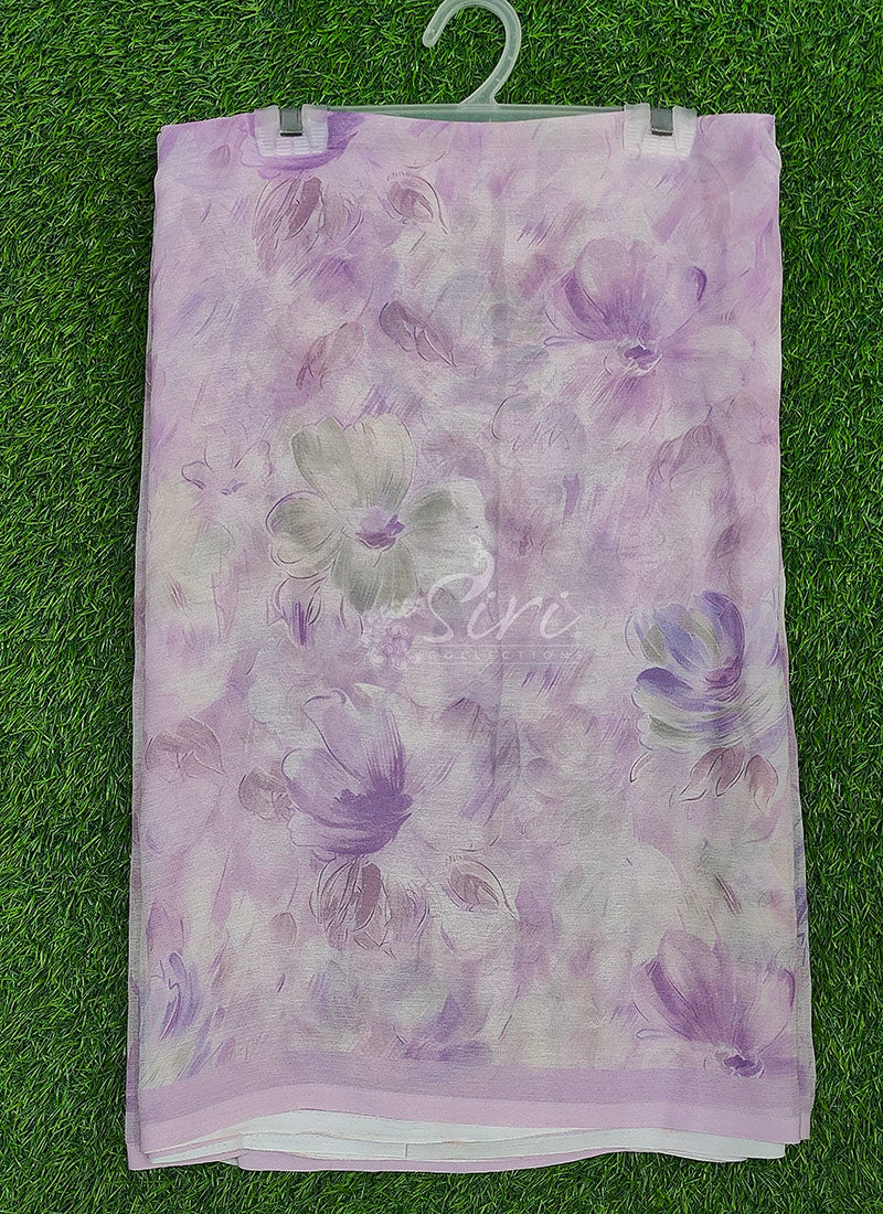 Beautiful Digital Print Soft Siri Chiffon Saree with Blouse