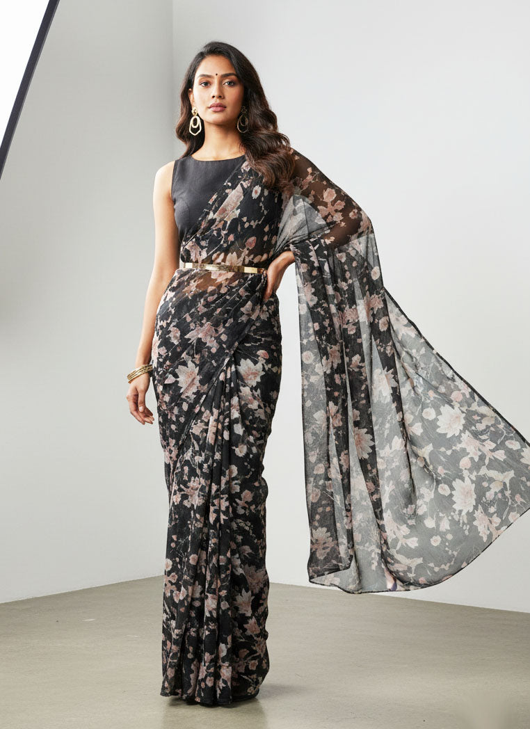 Siri Sarees Digital Print Soft Siri Chiffon Saree