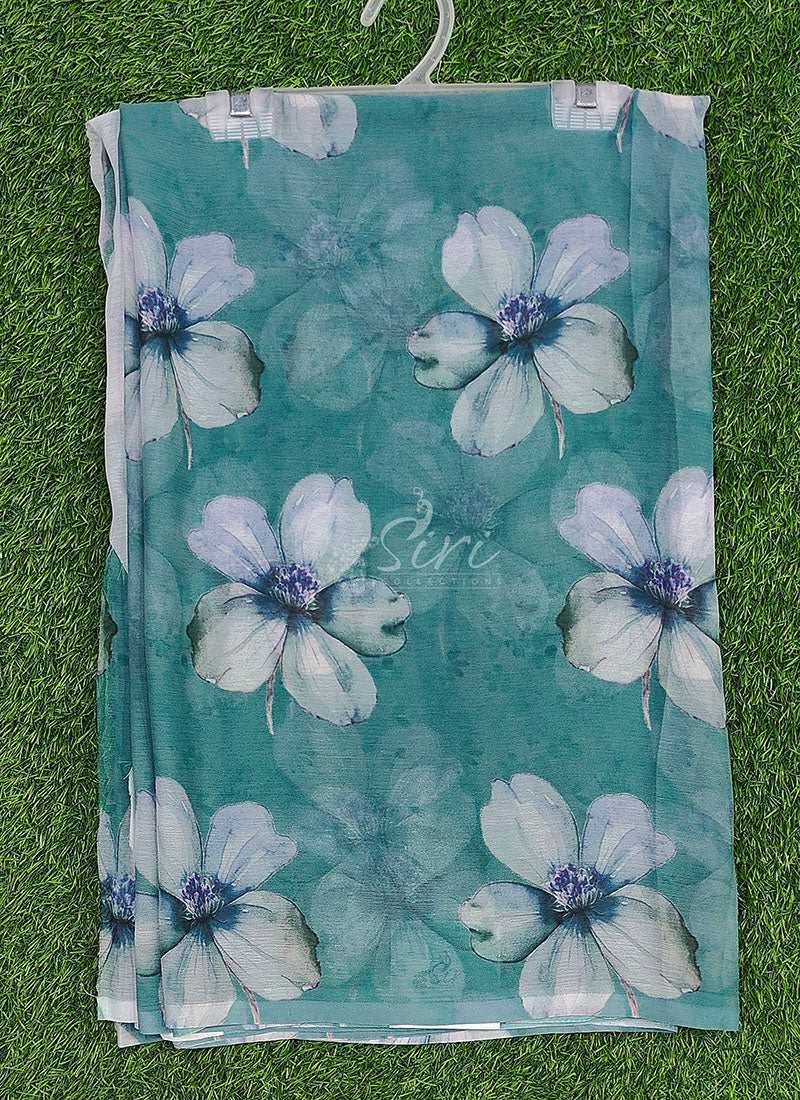 Siri Sarees Digital Print Soft Siri Chiffon Saree
