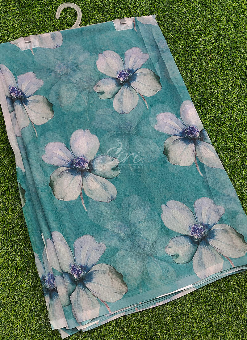 Siri Sarees Digital Print Soft Siri Chiffon Saree