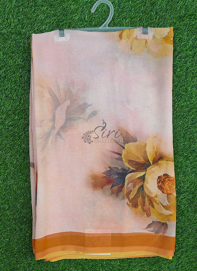 Digital Print Soft Siri Chiffon Saree with Blouse