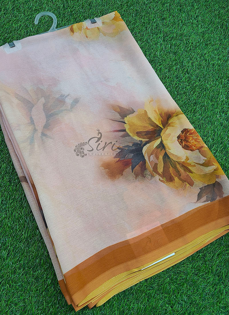 Digital Print Soft Siri Chiffon Saree with Blouse