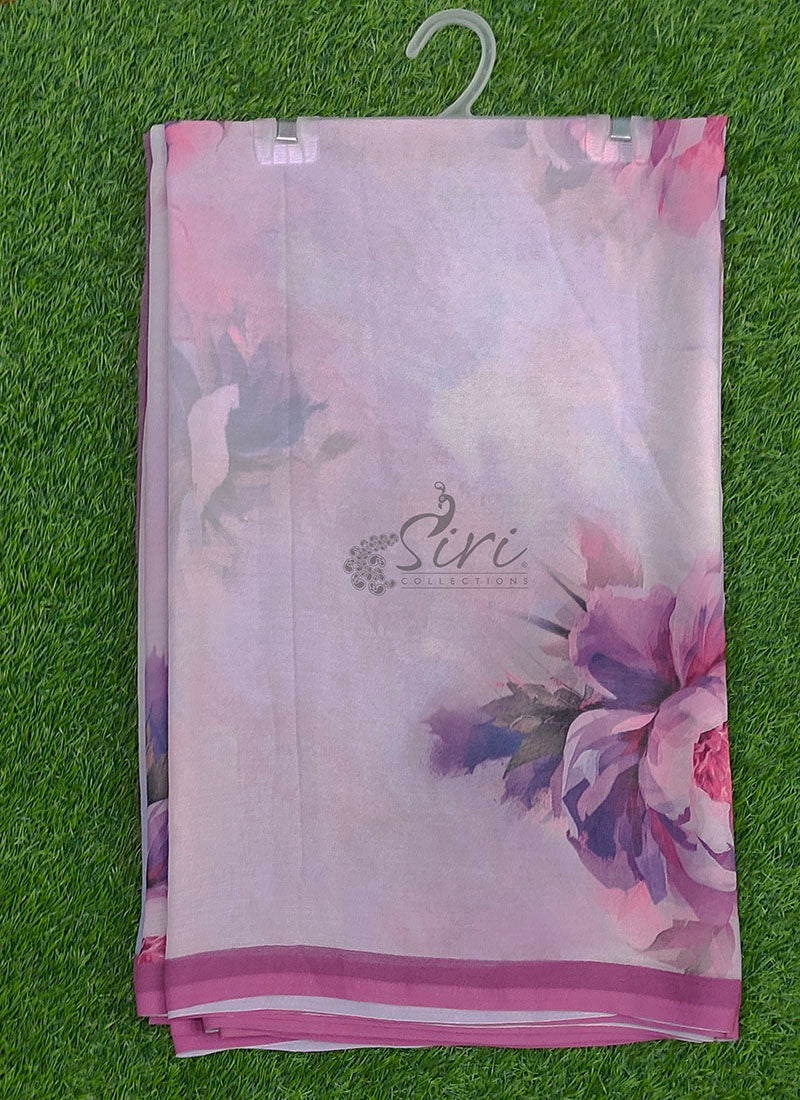 Digital Print Soft Siri Chiffon Saree with Blouse