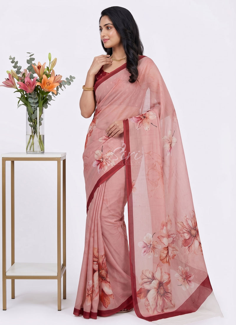 Digital Print Soft Siri Chiffon Saree with Blouse
