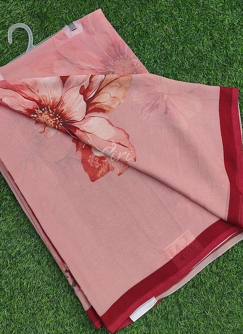 Digital Print Soft Siri Chiffon Saree with Blouse