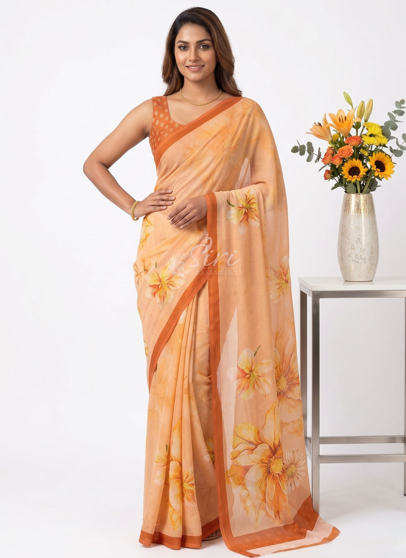 Digital Print Soft Siri Chiffon Saree with Blouse