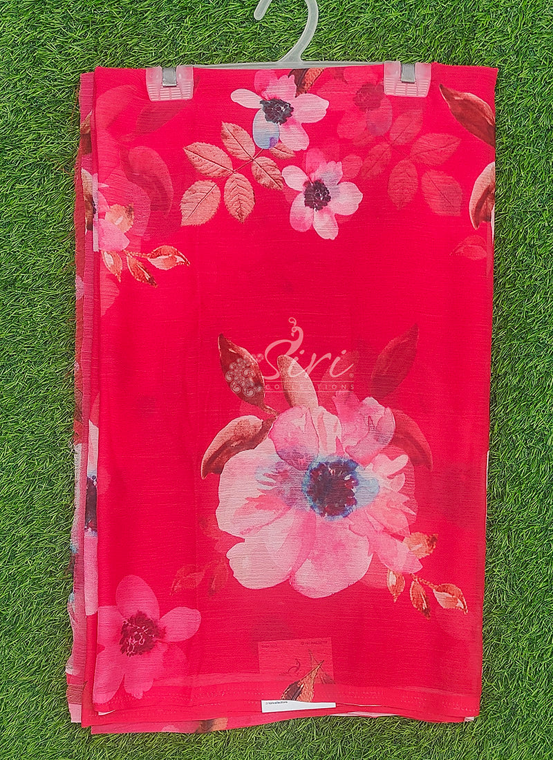 Siri Sarees Digital Print Soft Siri Chiffon Saree