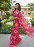 Siri Sarees Digital Print Soft Siri Chiffon Saree