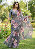 Siri Sarees Digital Print Soft Siri Chiffon Saree