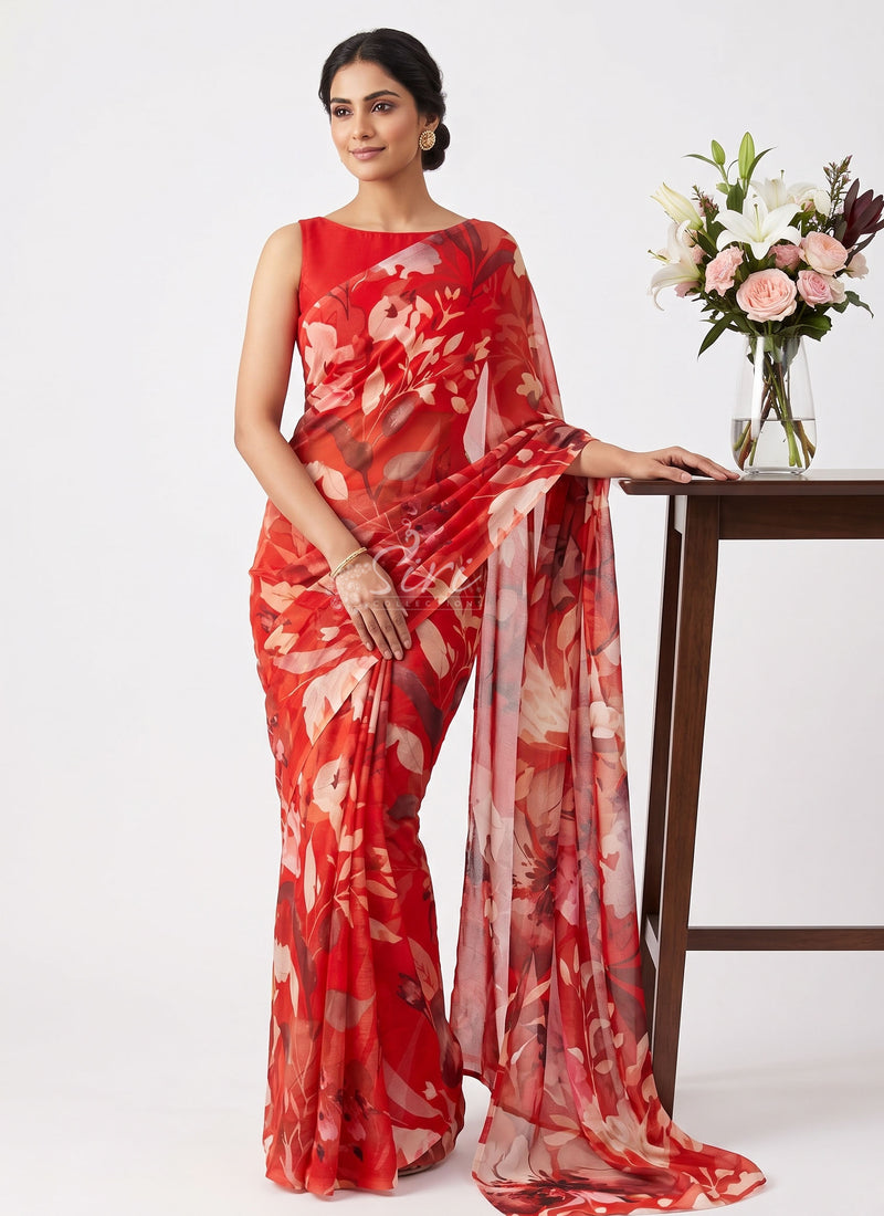 Siri Sarees Latest Digital Print Soft Siri Chiffon Saree