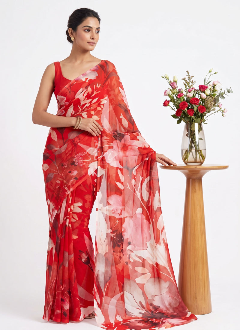 Siri Sarees Latest Digital Print Soft Siri Chiffon Saree