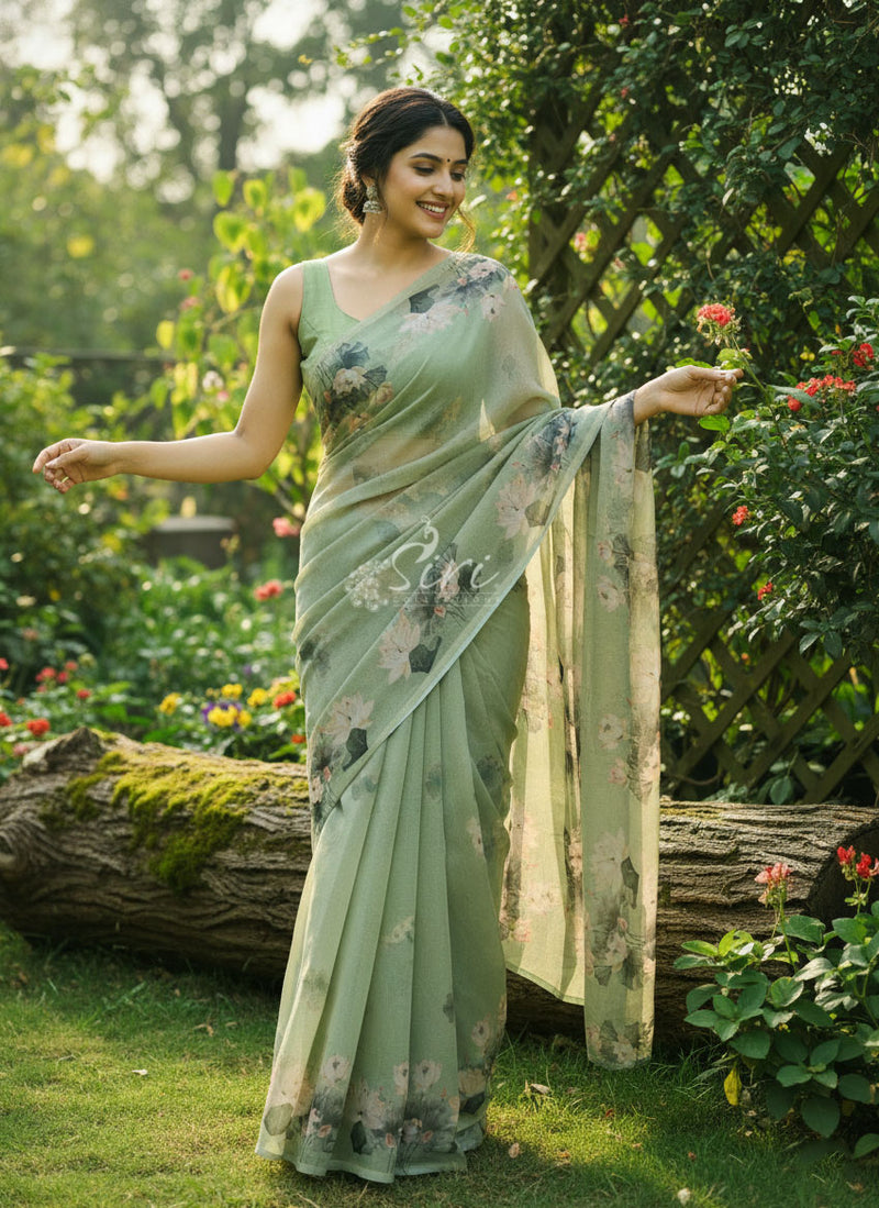 Siri Sarees Latest Digital Print Soft Siri Chiffon Saree