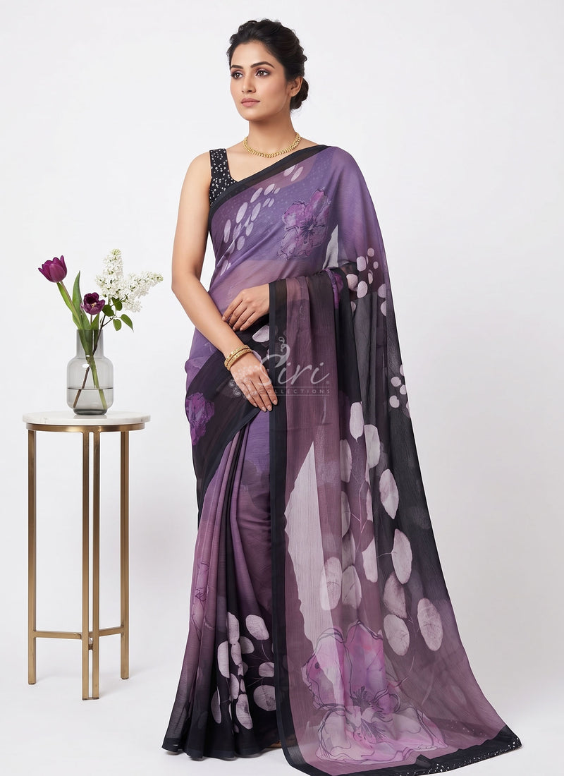 Digital Print Soft Siri Chiffon Saree with Blouse
