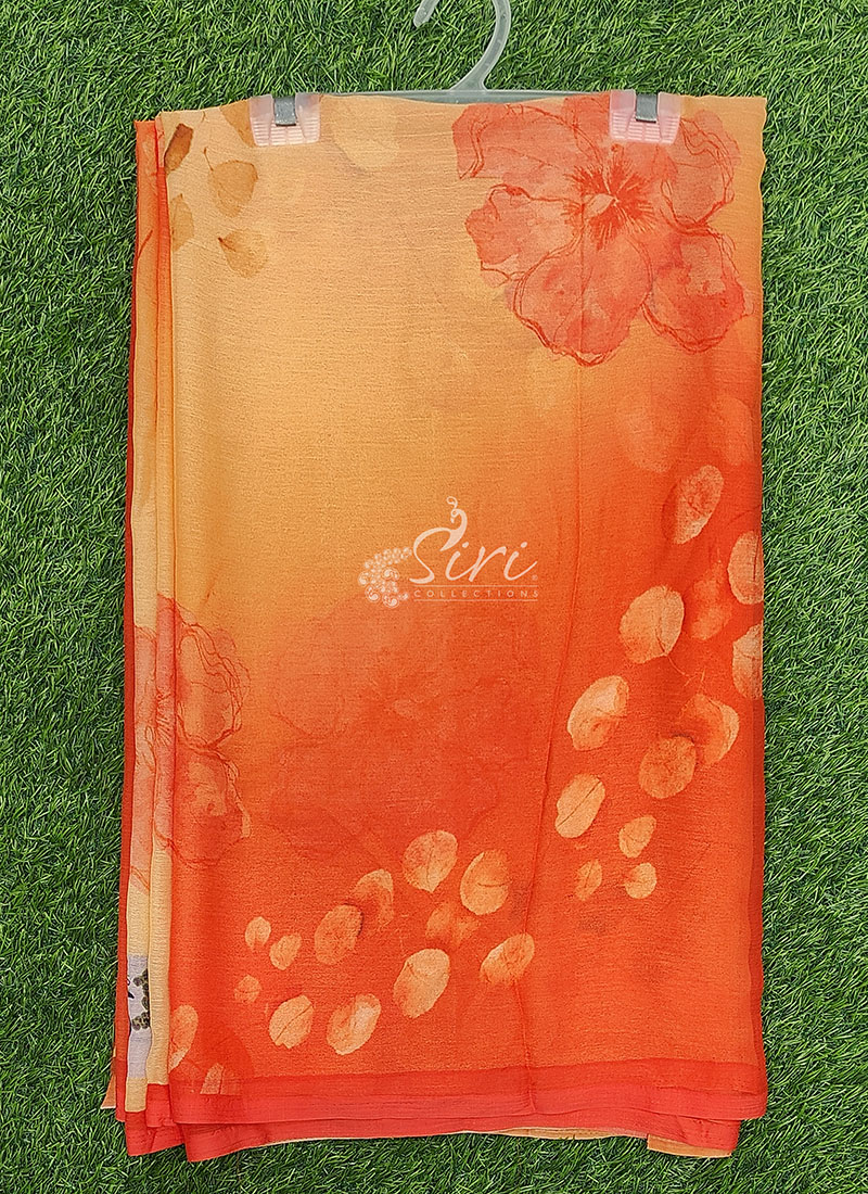 Digital Print Soft Siri Chiffon Saree with Blouse