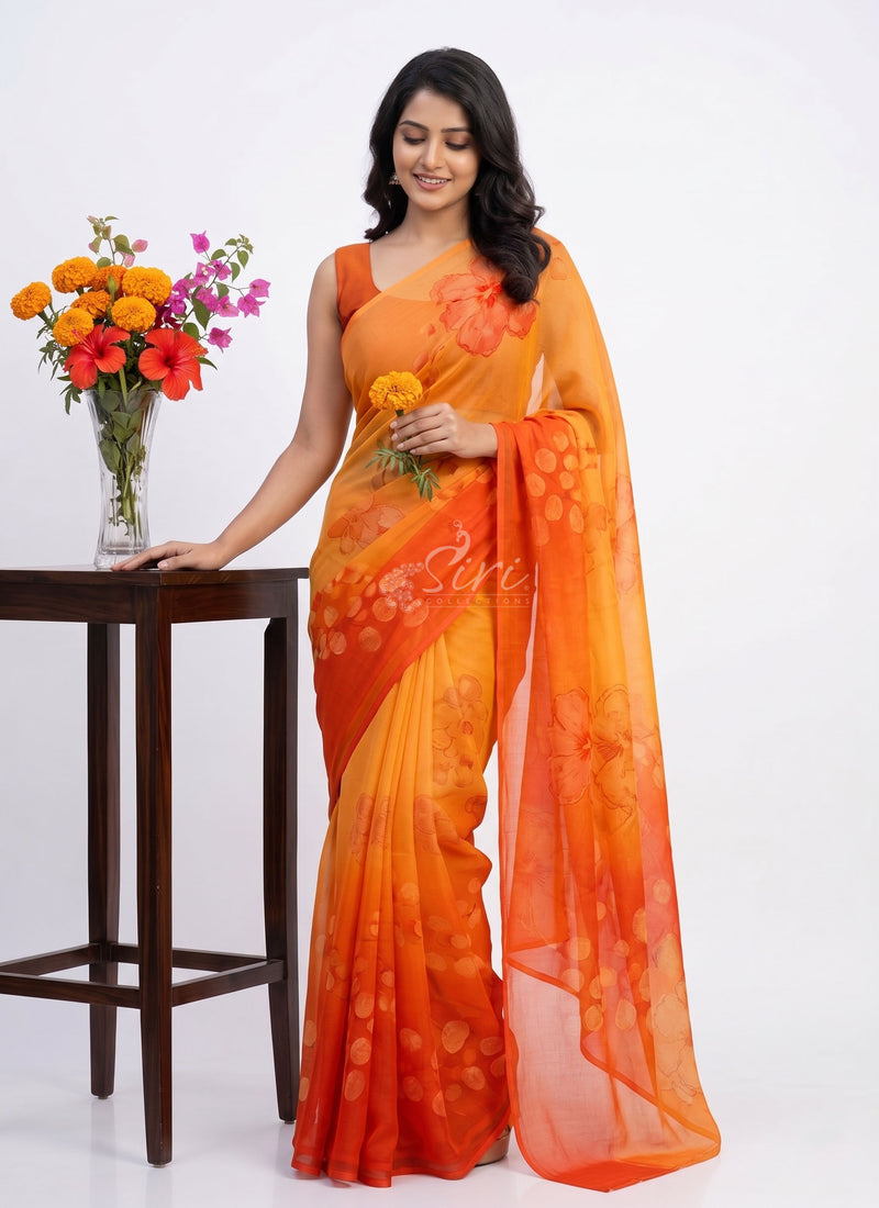 Digital Print Soft Siri Chiffon Saree with Blouse