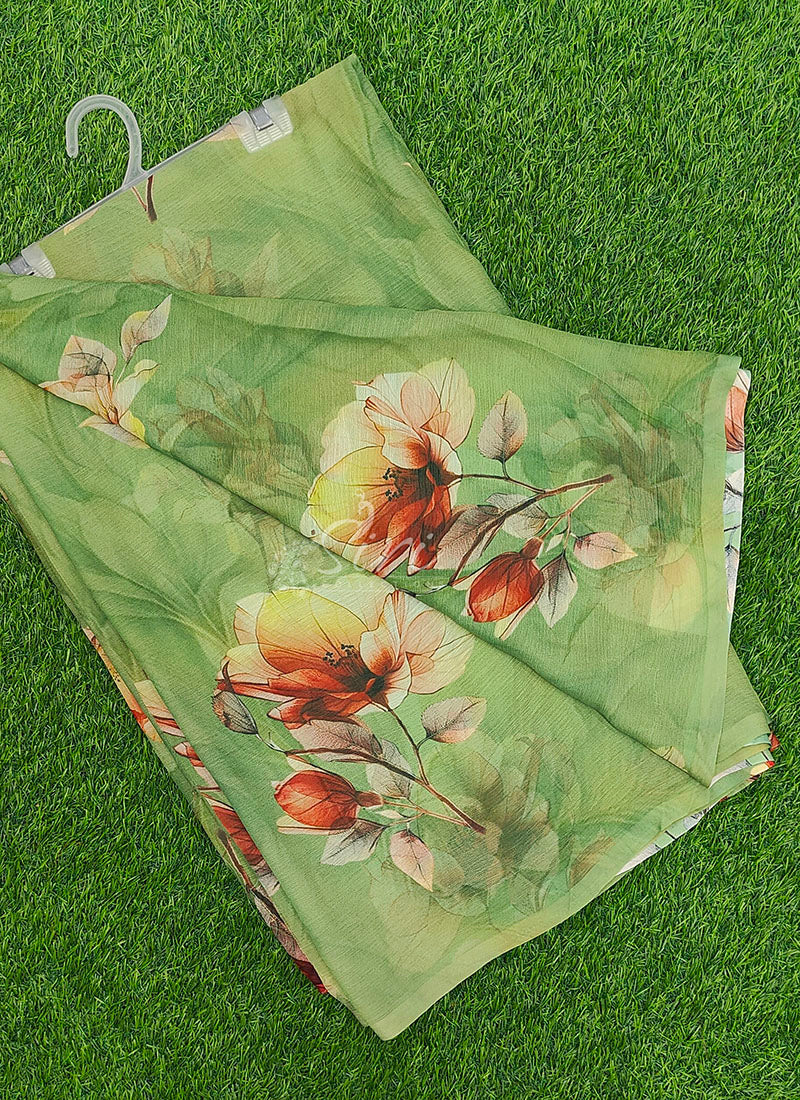 Siri Sarees Latest Digital Print Soft Siri Chiffon Saree