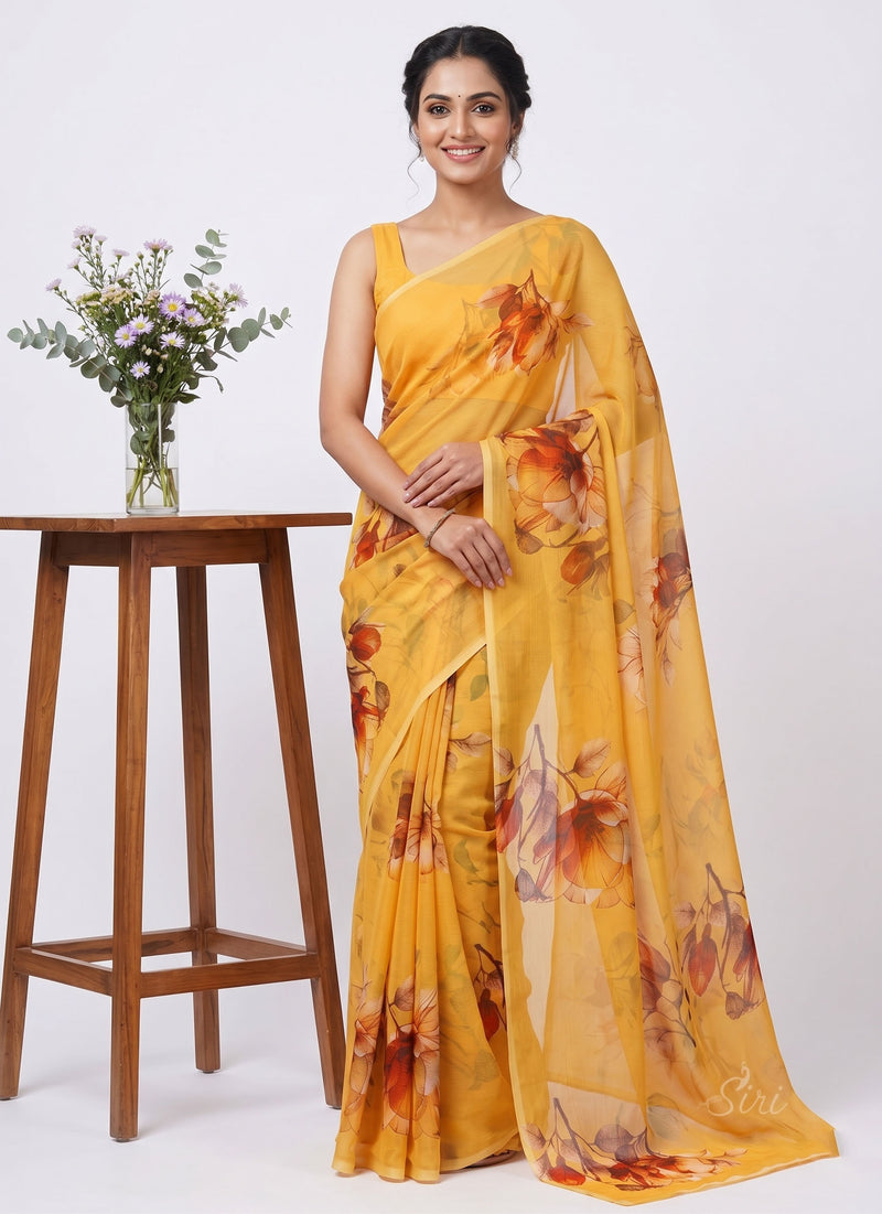 Siri Sarees Latest Digital Print Soft Siri Chiffon Saree