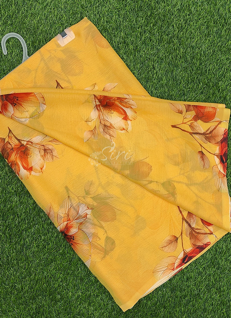 Siri Sarees Latest Digital Print Soft Siri Chiffon Saree