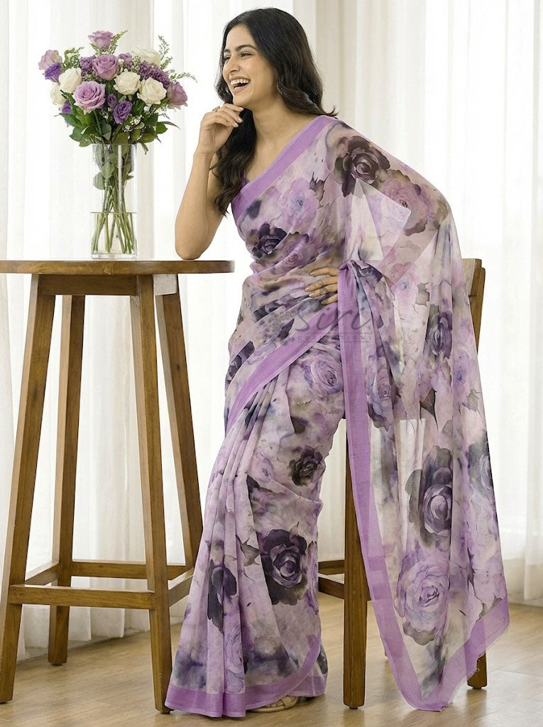 Latest Digital Print Soft Siri Chiffon Saree with Blouse