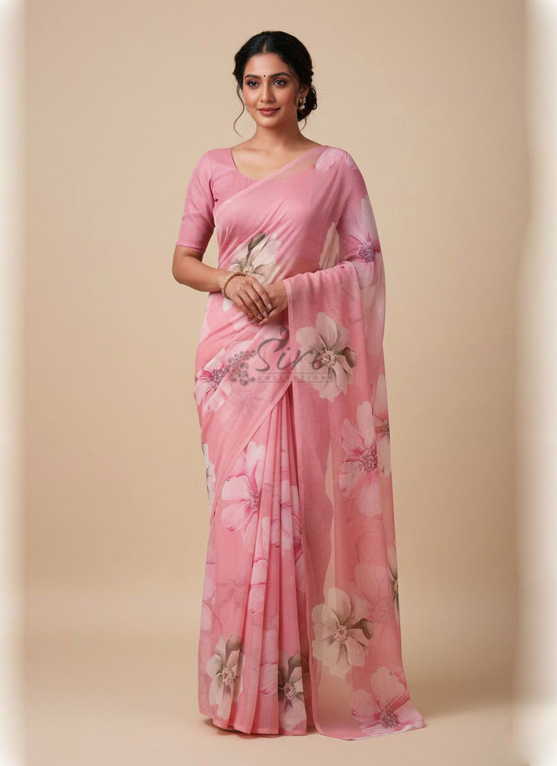 Siri Sarees Latest Digital Print Soft Siri Chiffon Saree