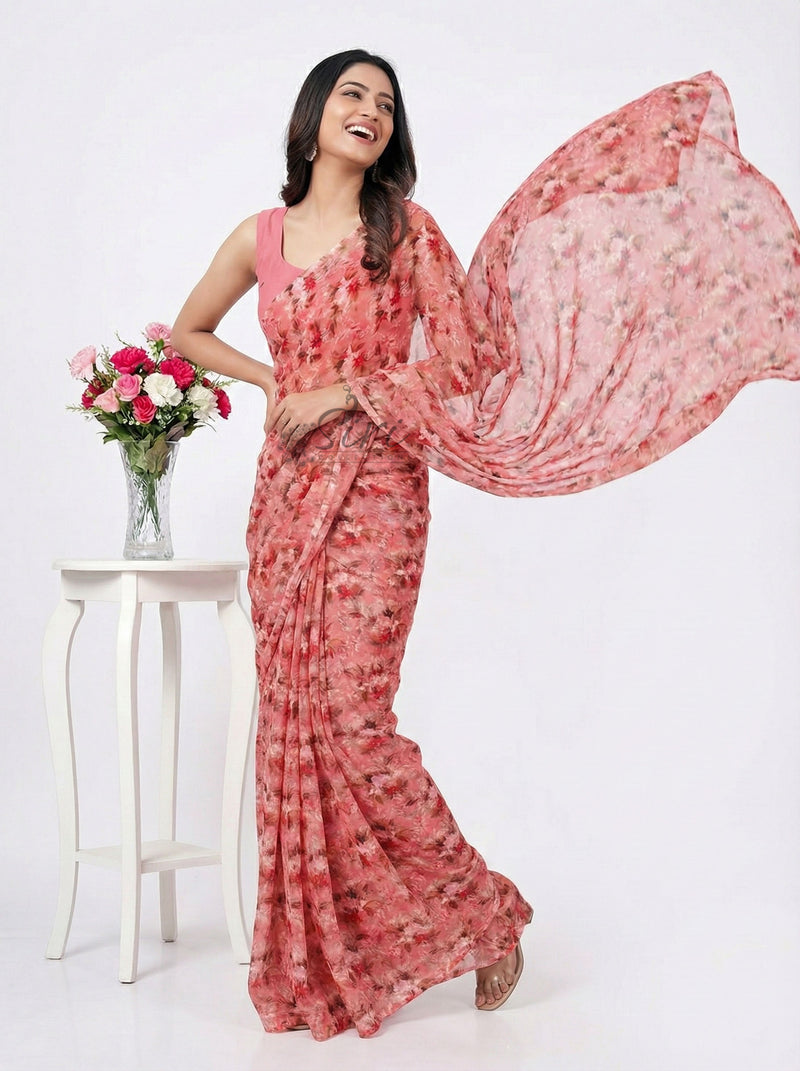 Siri Sarees Latest Digital Print Soft Siri Chiffon Saree