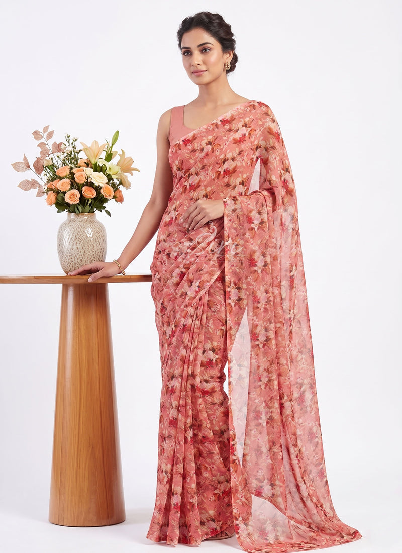 Siri Sarees Latest Digital Print Soft Siri Chiffon Saree