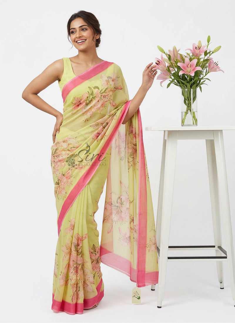 Latest Digital Print Soft Siri Chiffon Saree with Blouse