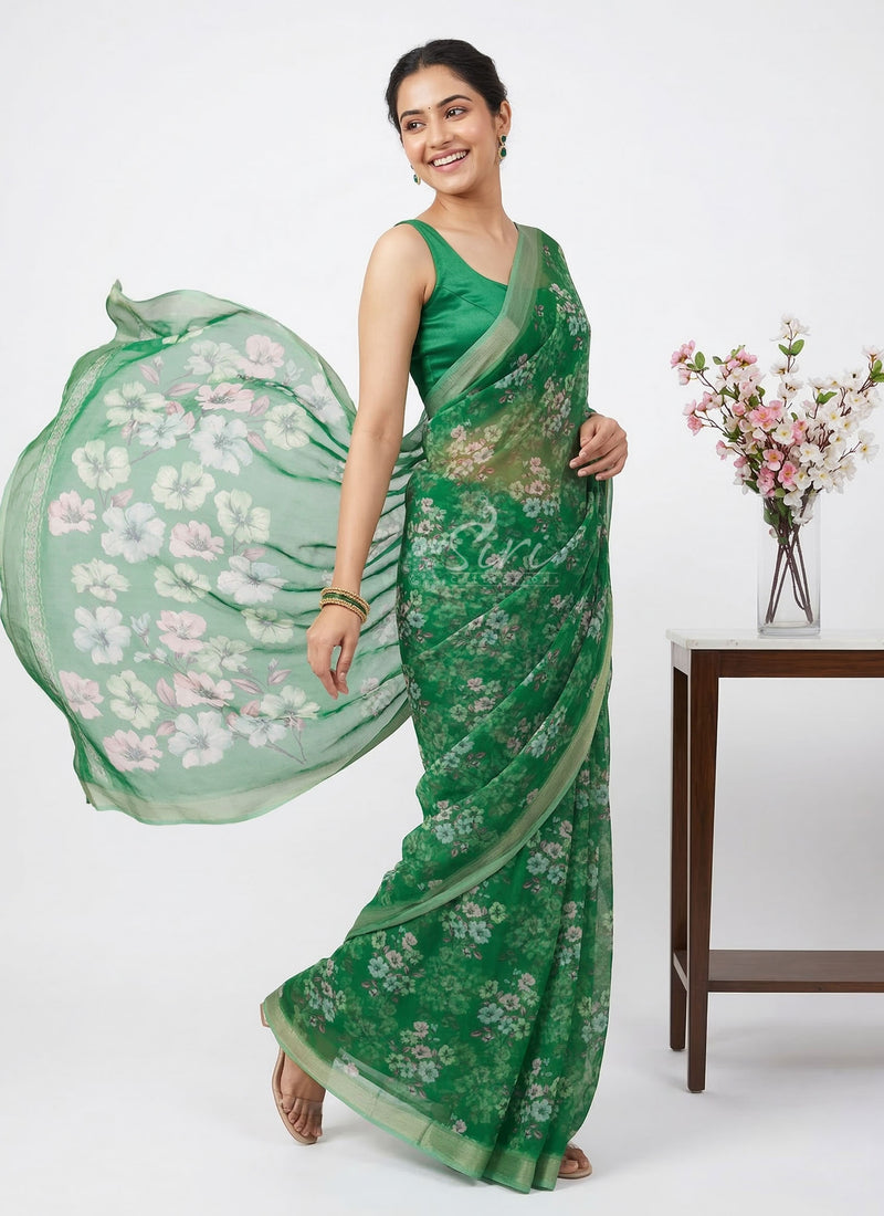 Latest Digital Print Soft Siri Chiffon Saree with Blouse