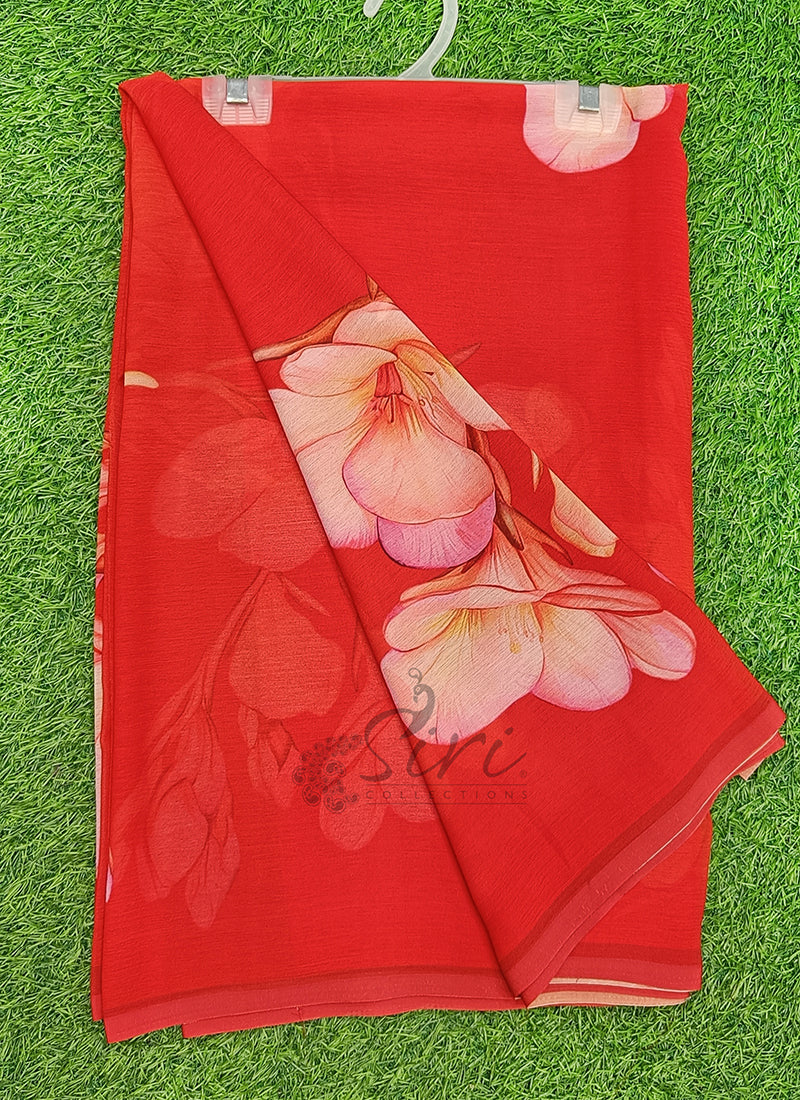 Digital Print Soft Siri Chiffon Saree with Blouse