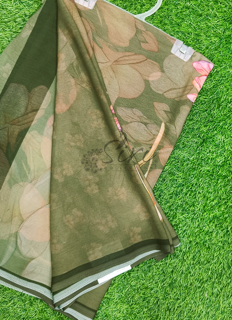 Digital Print Soft Siri Chiffon Saree with Blouse