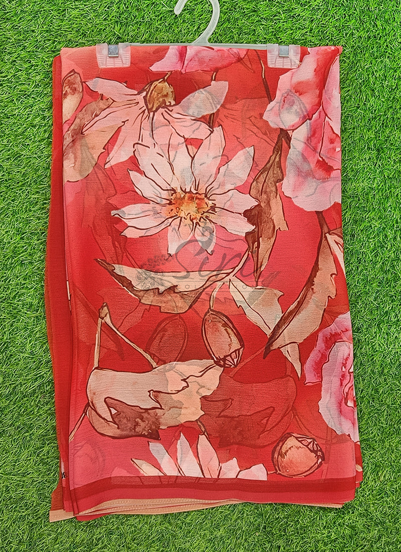 Digital Print Soft Siri Chiffon Saree with Blouse