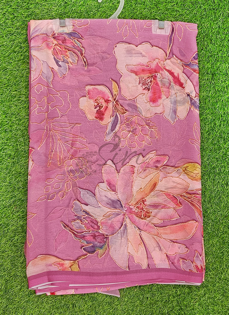 Digital Print Soft Siri Chiffon Saree with Blouse