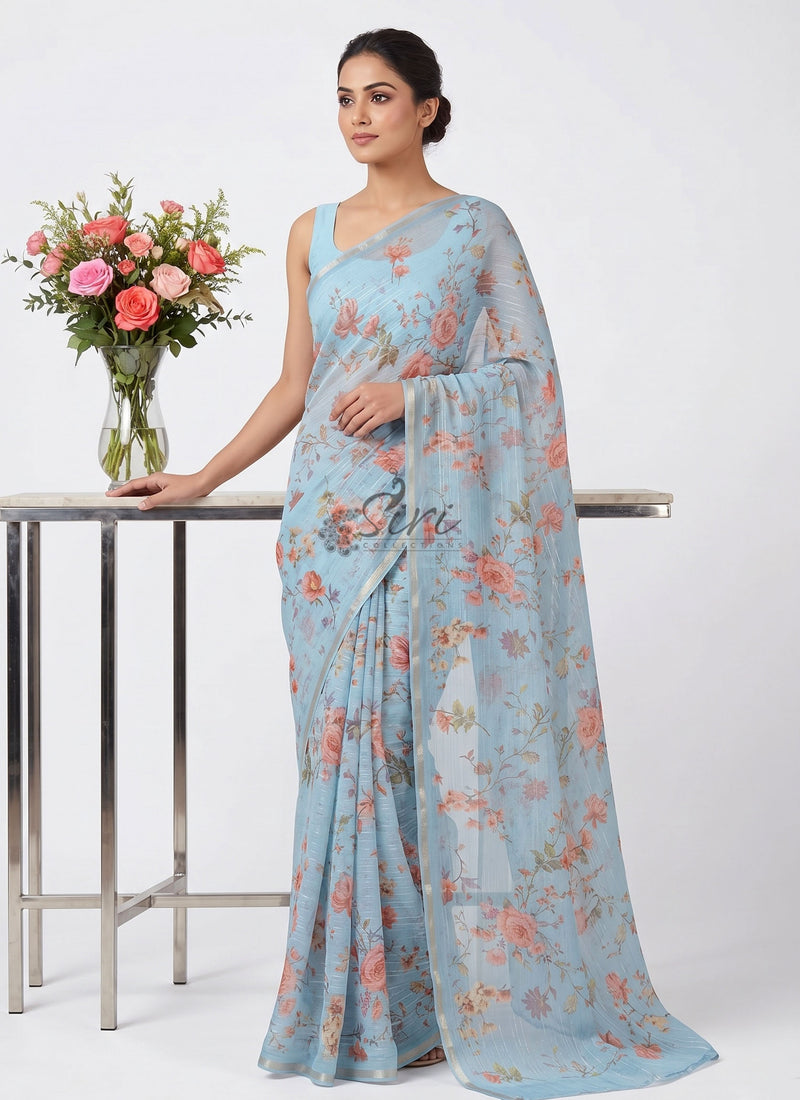 Exclusive Digital Print Soft Chiffon Saree with Blouse
