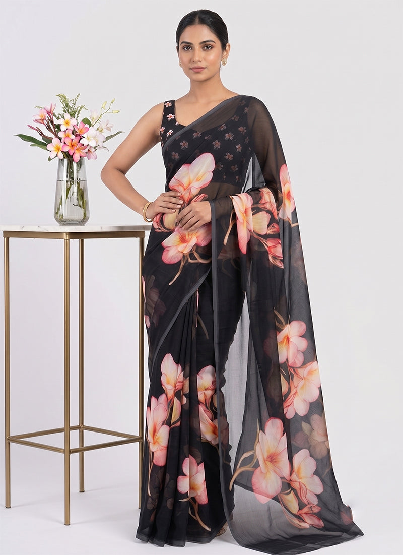 Latest Digital Print Soft Siri Chiffon Saree with Blouse