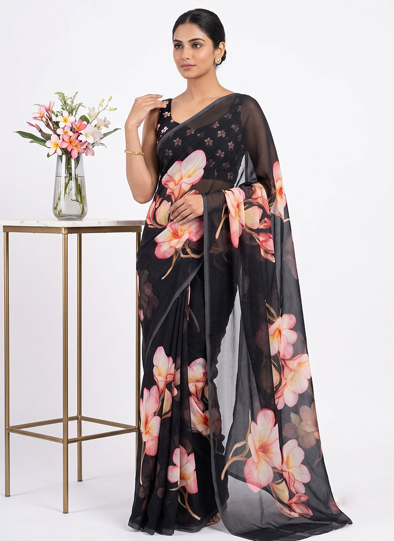 Latest Digital Print Soft Siri Chiffon Saree with Blouse