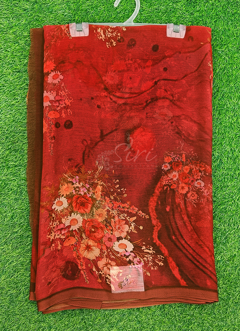 Latest Digital Print Soft Siri Chiffon Shaded Saree with Blouse