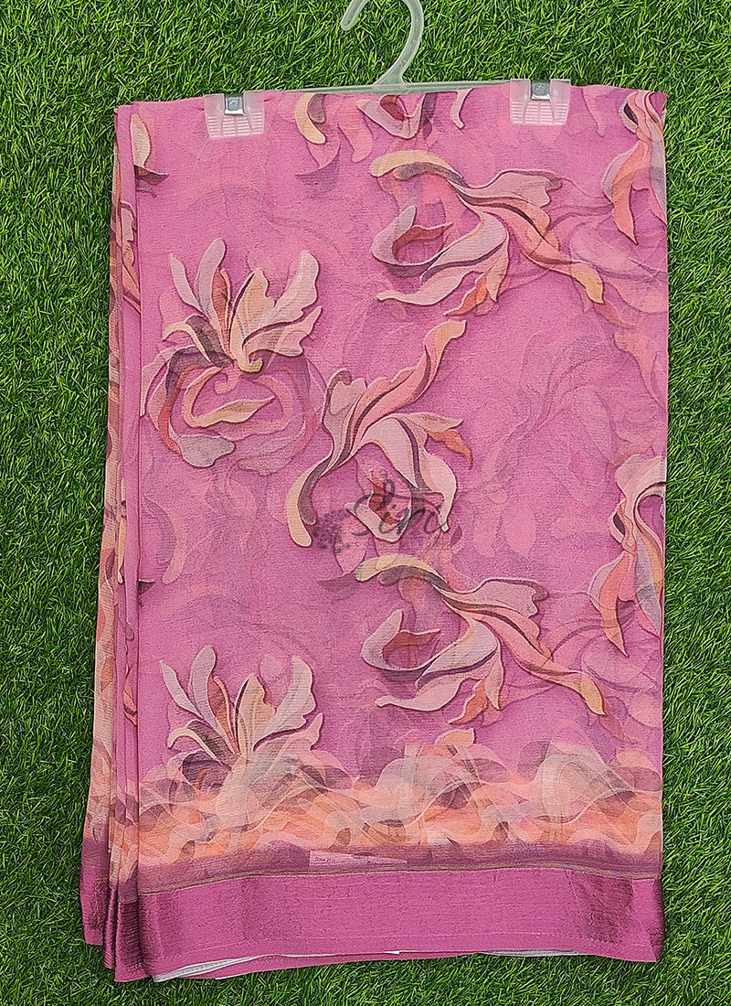 Latest Digital Print Soft Siri Chiffon Shaded Saree with Blouse