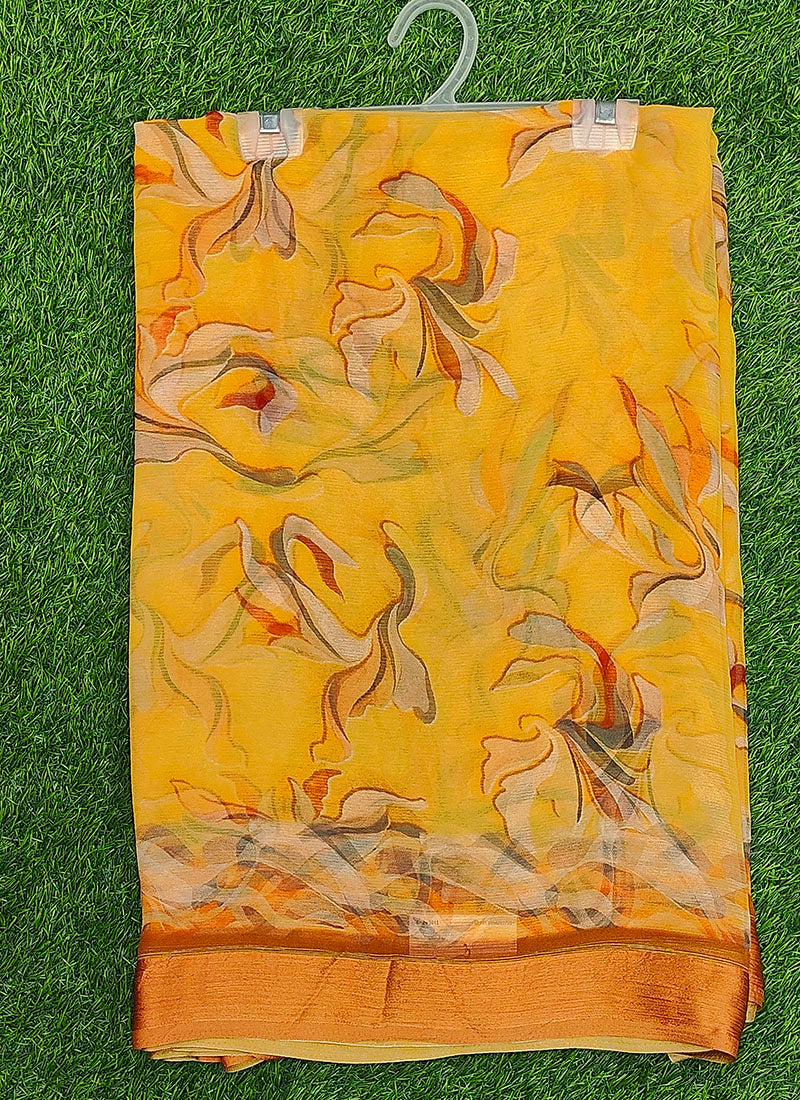 Latest Digital Print Soft Siri Chiffon Shaded Saree with Blouse