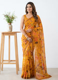 Latest Digital Print Soft Siri Chiffon Shaded Saree with Blouse