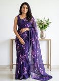 Latest Digital Print Soft Siri Chiffon Shaded Saree with Blouse