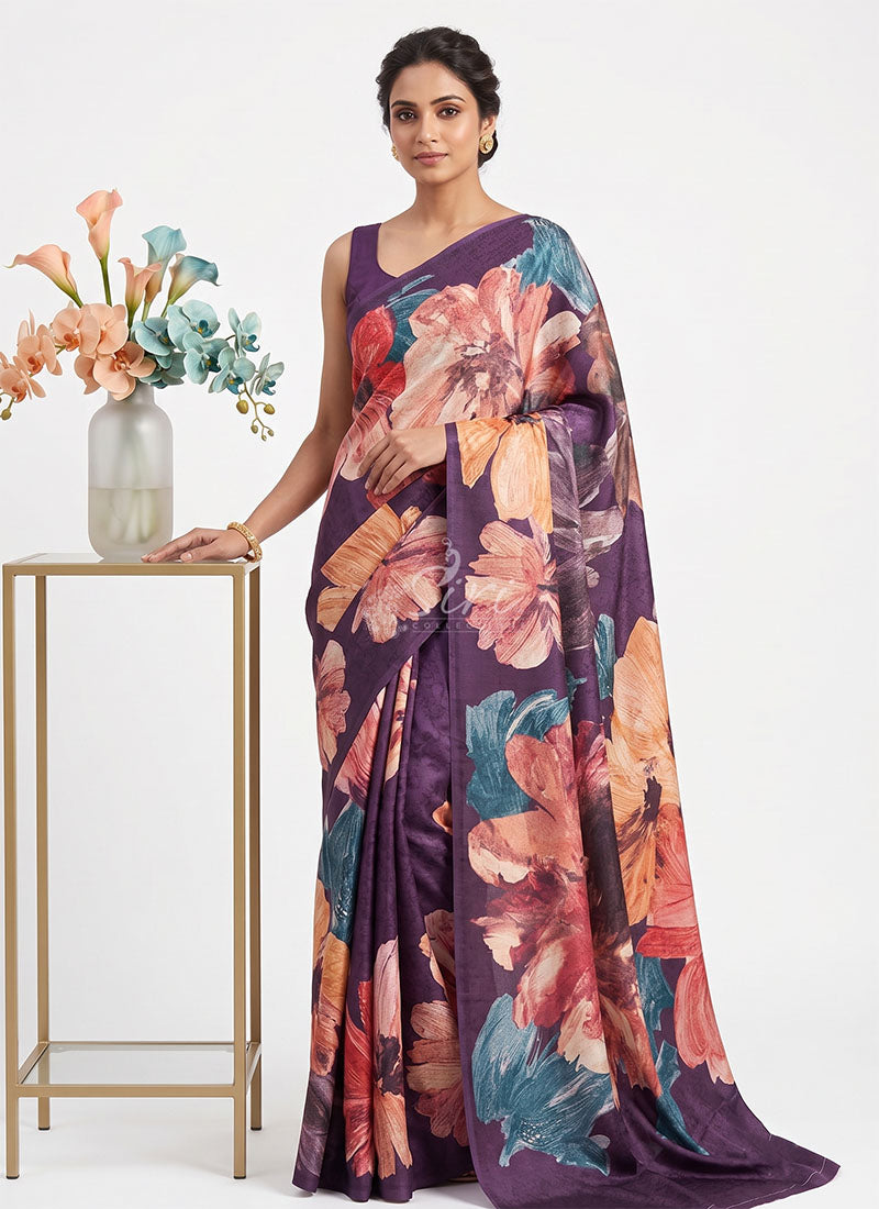Siri Sarees Premium Digital Print Jacquard Crepe Silk Saree