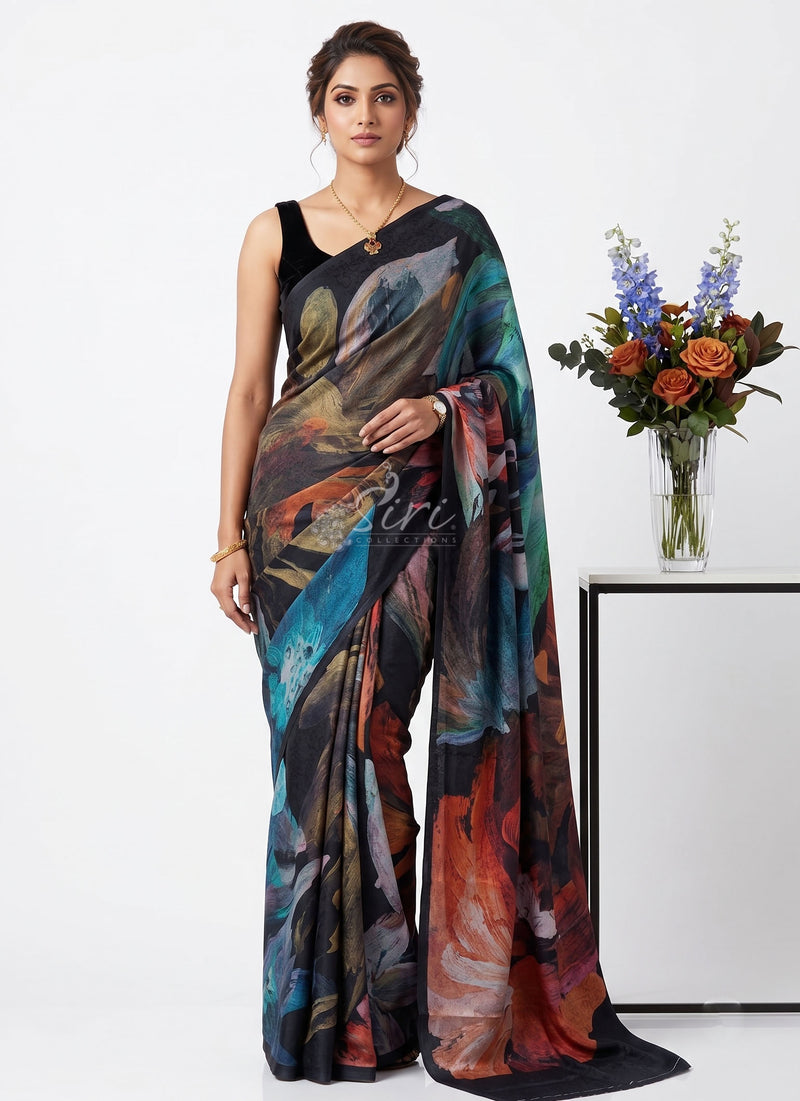 Siri Sarees Premium Digital Print Jacquard Crepe Silk Saree